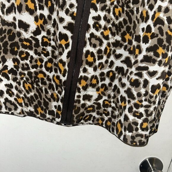 JW Woman Brown Leopard Animal Print Flare Exposed Zipper Skirt Plus Size 22W - Picture 4 of 8